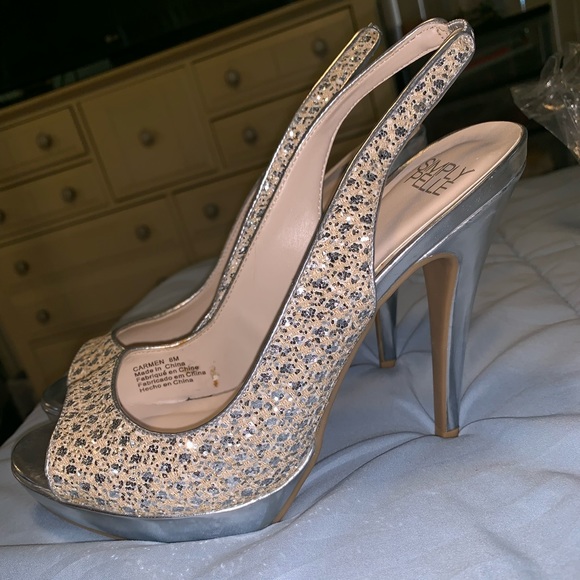 Shiny Slingback Wedding Heels - Picture 2 of 8